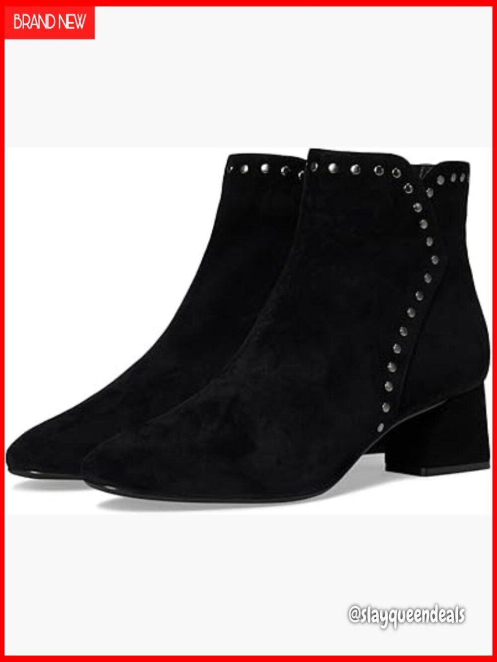 Black Suede Ankle Booties with Zip Closure, 1.75 Inch Heel